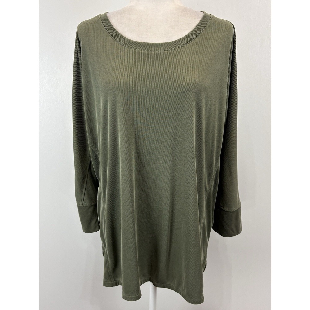Chicos Modal Blend Casual Top Shirt Sz 3 US X-Large Green 3/4 Sleeves Dolman